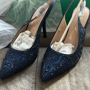 Lauren Lorraine Navy Beaded Heels
